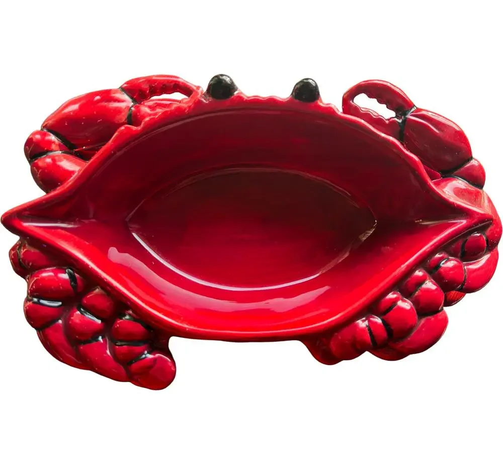 Crab Seafood Red Ceramic Serving Dish 9